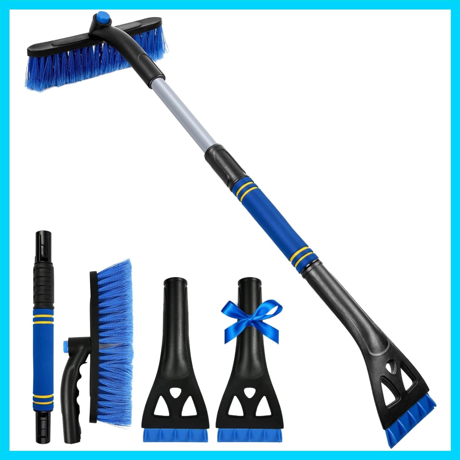 34" Extendable Ice Scrapers for Car Windshield 2-in-1 Snow Brush for Car Snow...