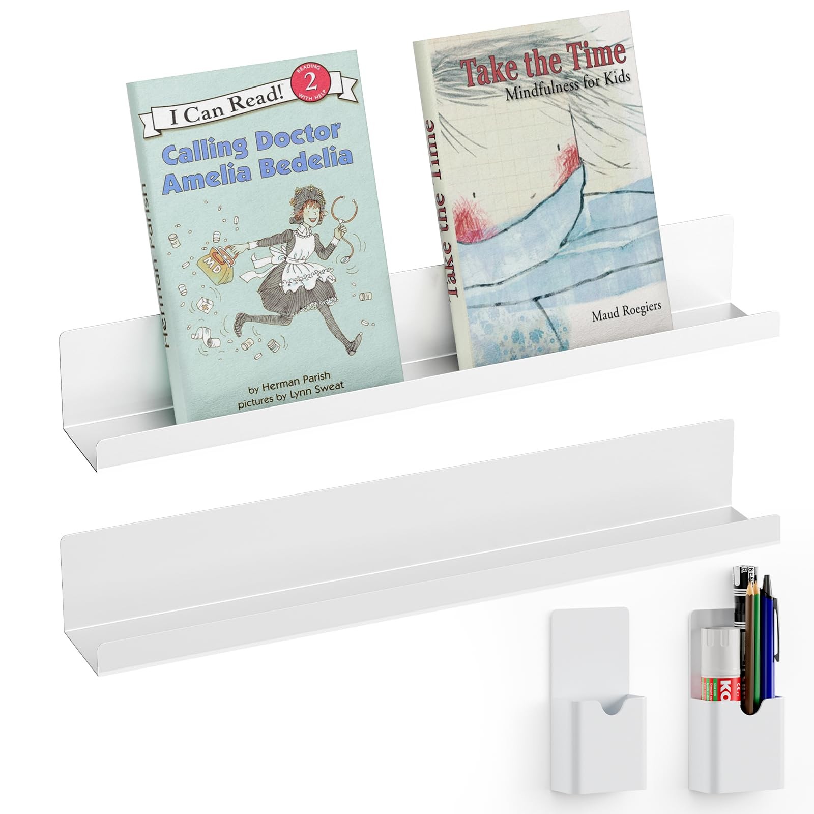 DTUQYX Magnetic Book Shelf 2-Pack - Strong 10lb Adsorption