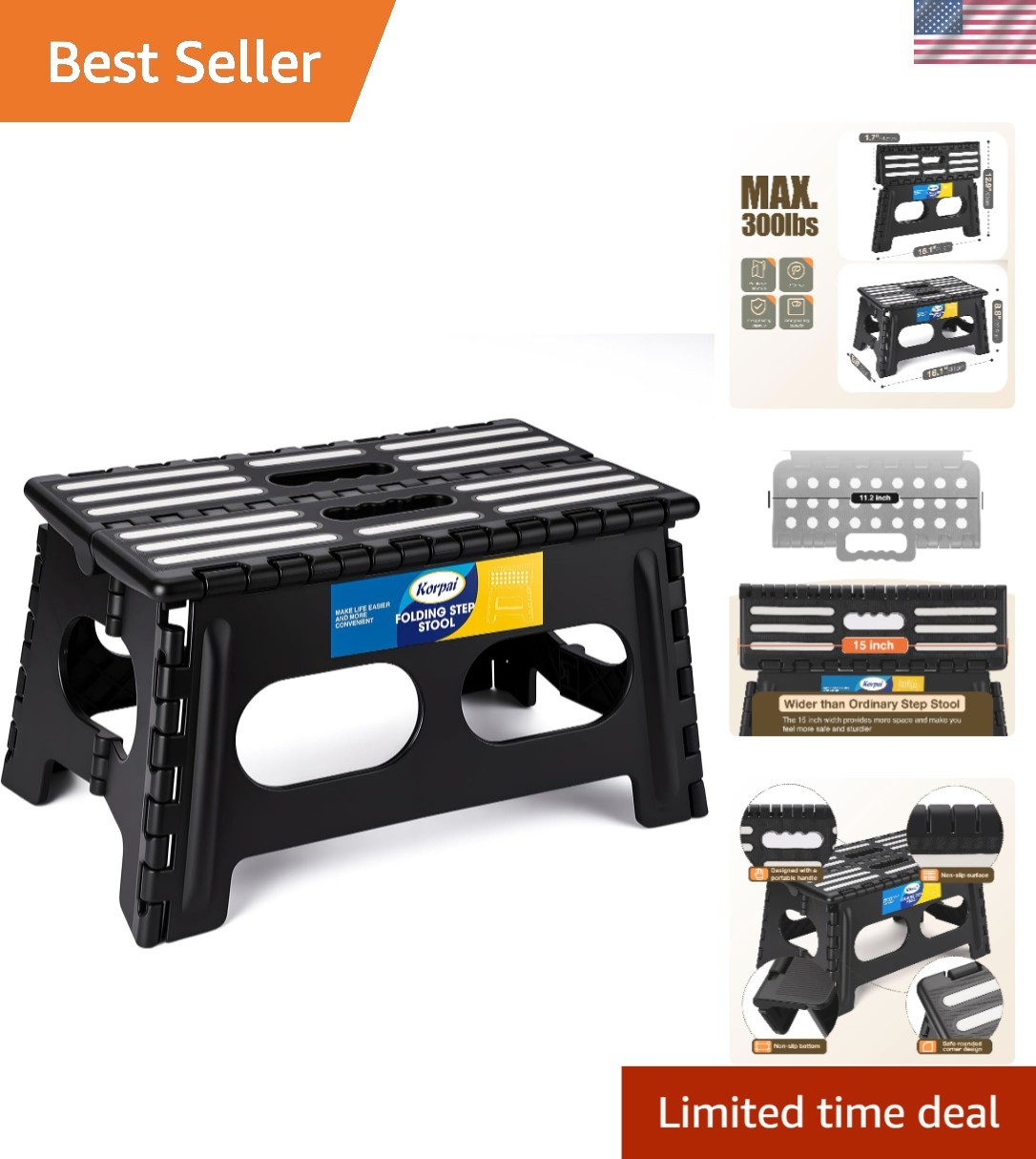 Portable 9-Inch Step Stool - Lightweight, Foldable, Ideal for Kitchen & Bathroom