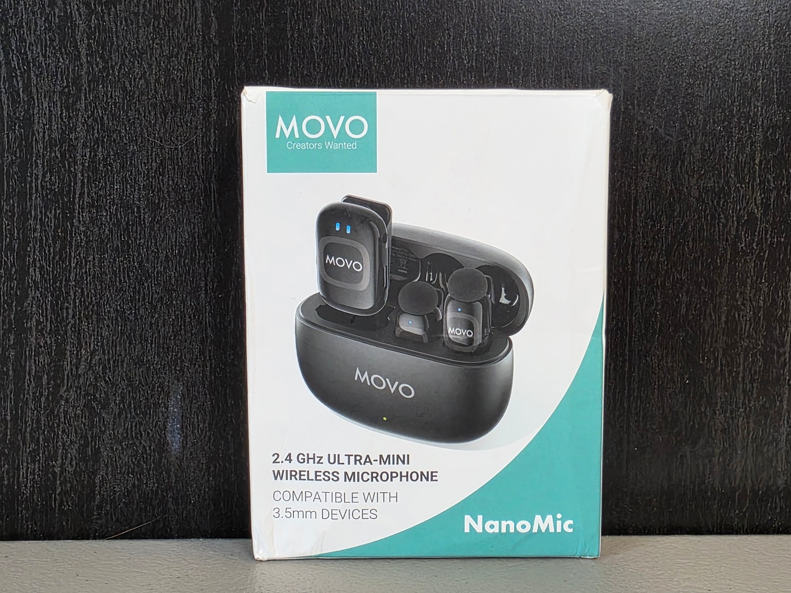 MOVO NanoMic 2.4GHz Ultra-Mini Wireless Microphone -Black, New & Sealed