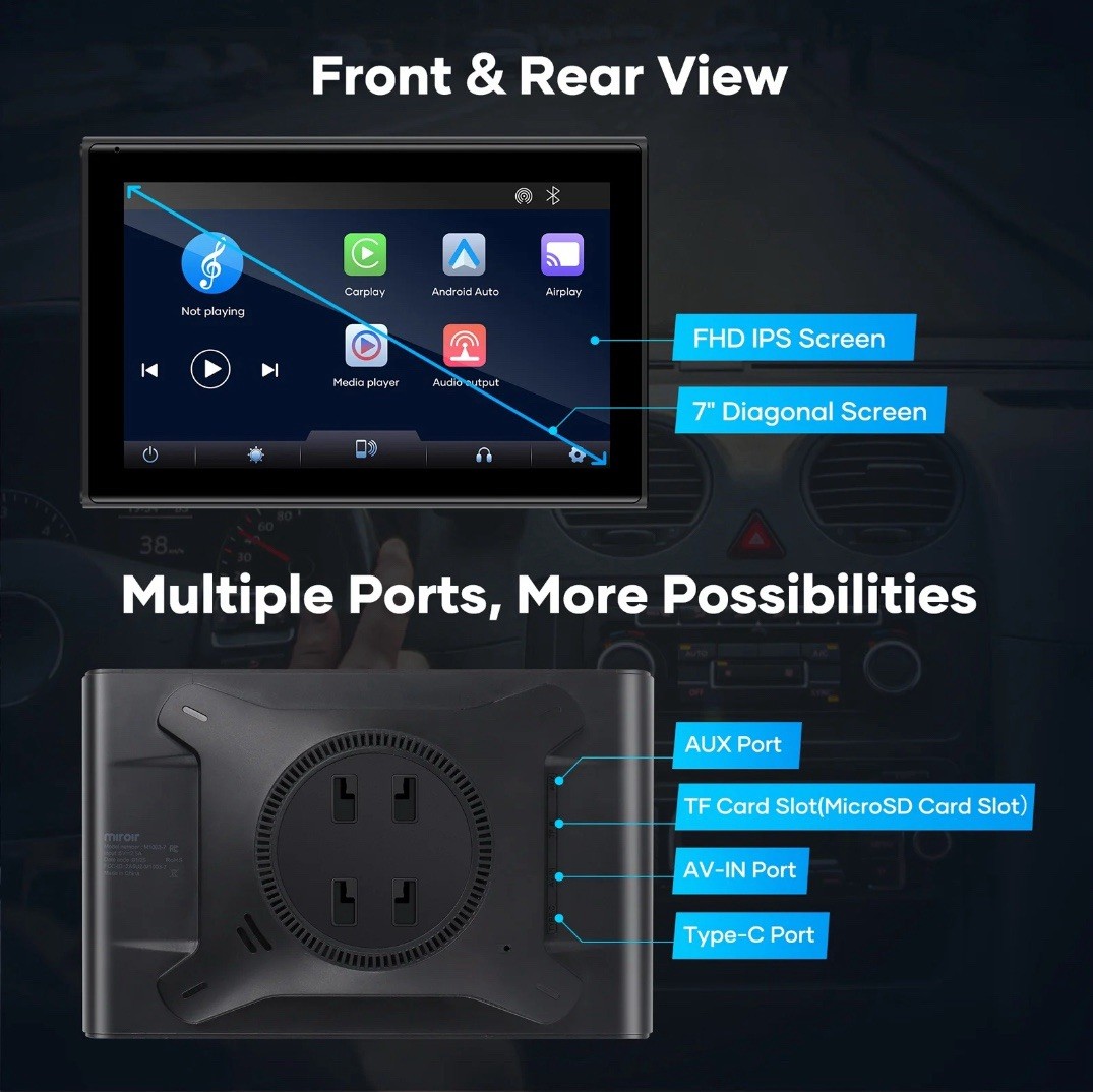 Miroir Drivv Play 7" Car Play & Android Auto