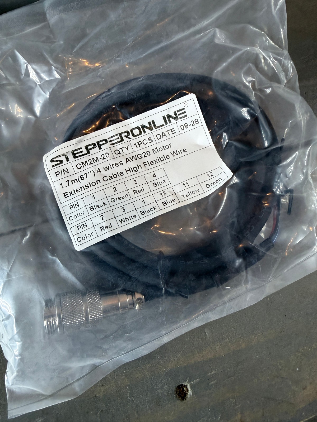NEW STEPPERONLINE 1.7m Long Motor/Encoder Extension Cable CM2M-20 AWG20