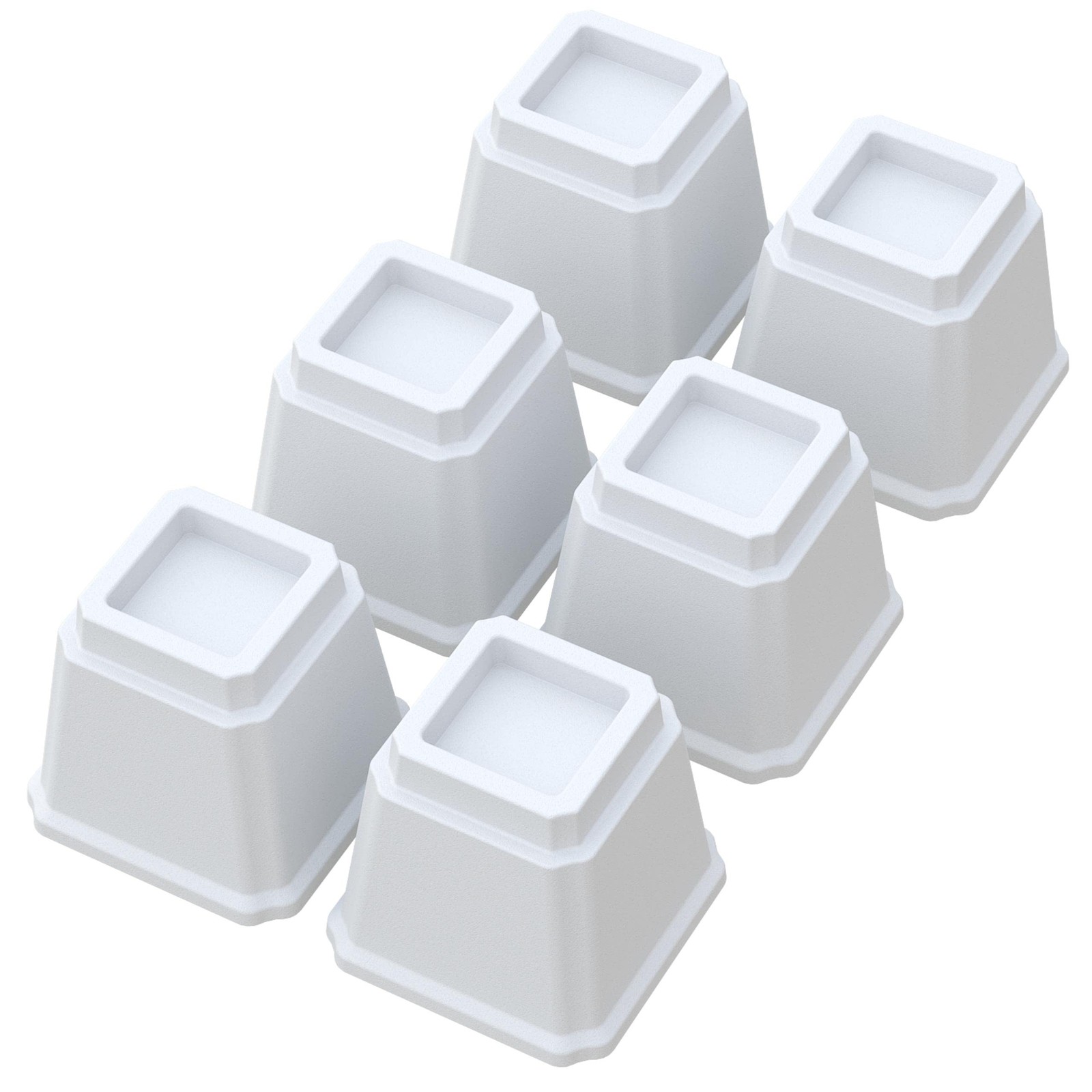 6 PCS 5 Inch Heavy Duty Bed Risers White Furniture Elevators Lifts 3000 Lbs