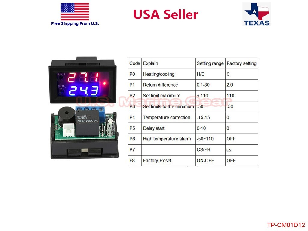 Digital LED Microcomputer Thermostat Controller Switch Temperature Sensor DC 12V