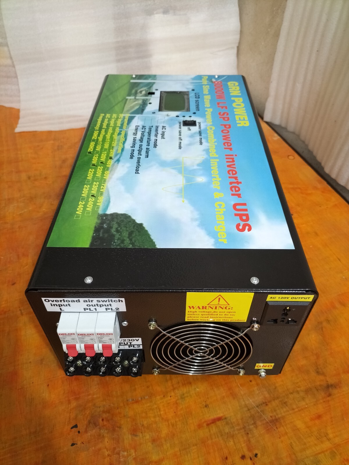 Off Grid 8000W LF Pure Sine Wave Power Inverter DC 24V-AC 110V/220V/charger/LCD
