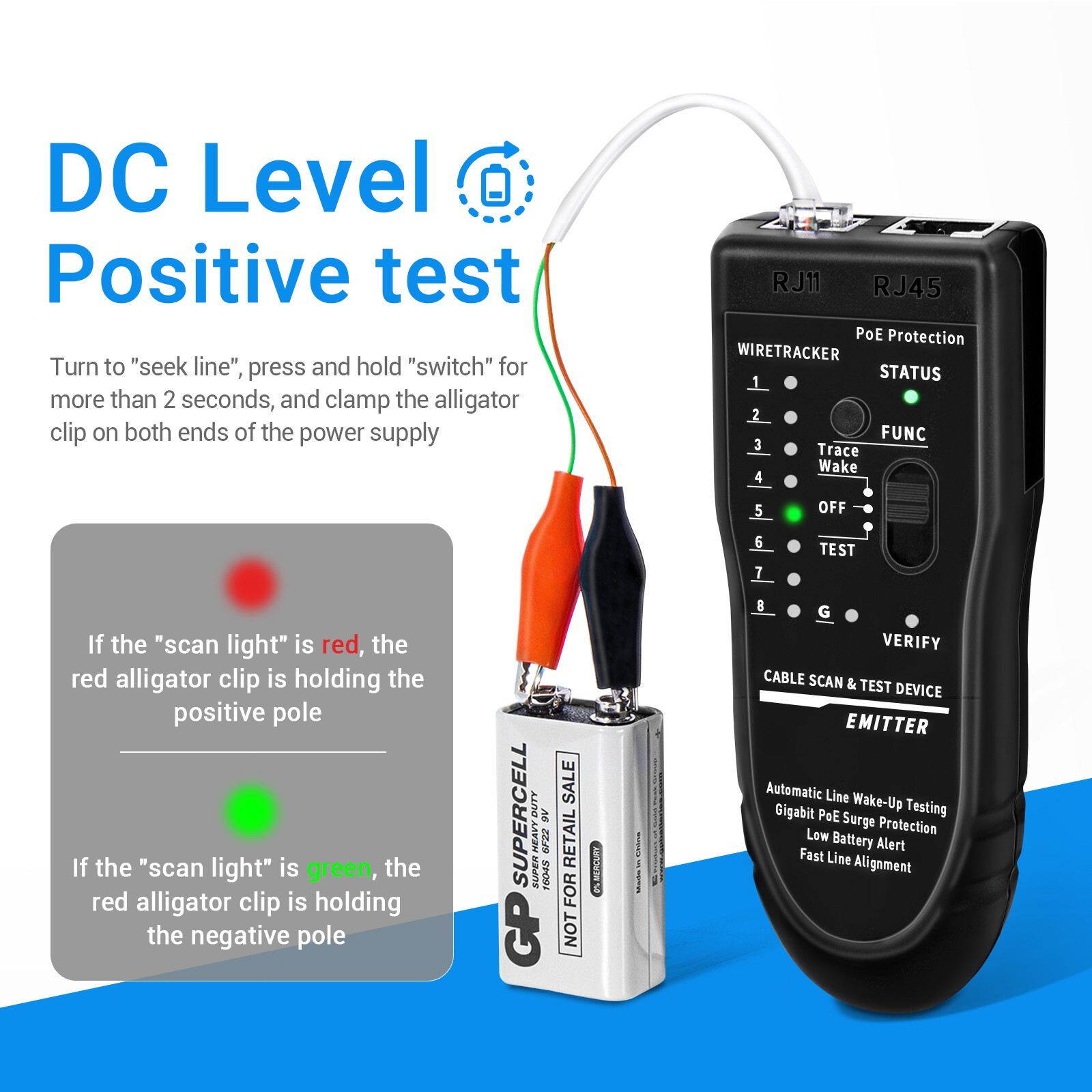 Wire Tester RJ45 RJ11 Cable Tracker Line Finder Multifunction Wire Tracker