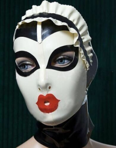 Latex Hood Rubber Mask Gummi 0.4mm with Lace Trim Cosplay Party Wear Unique
