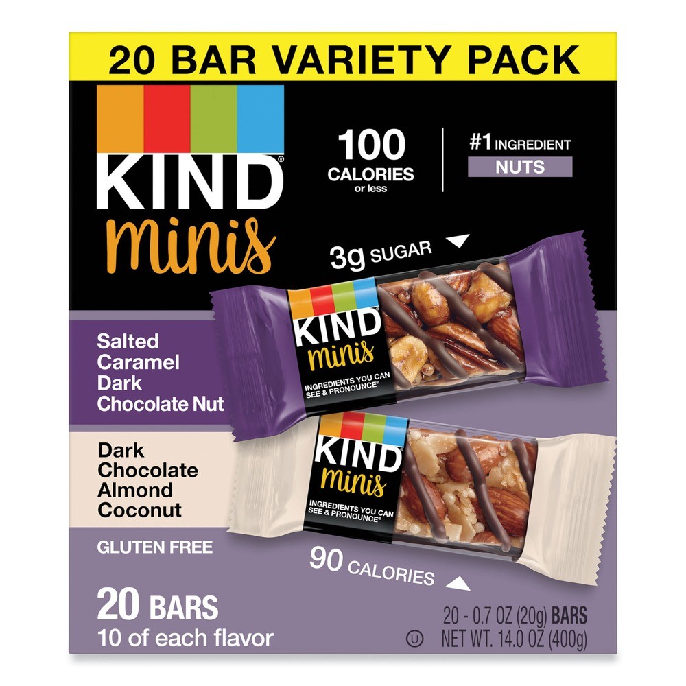 KIND 27970 0.7 oz. Minis - Salted Caramel & DC/DC Almond & Coconut (20/PK) New