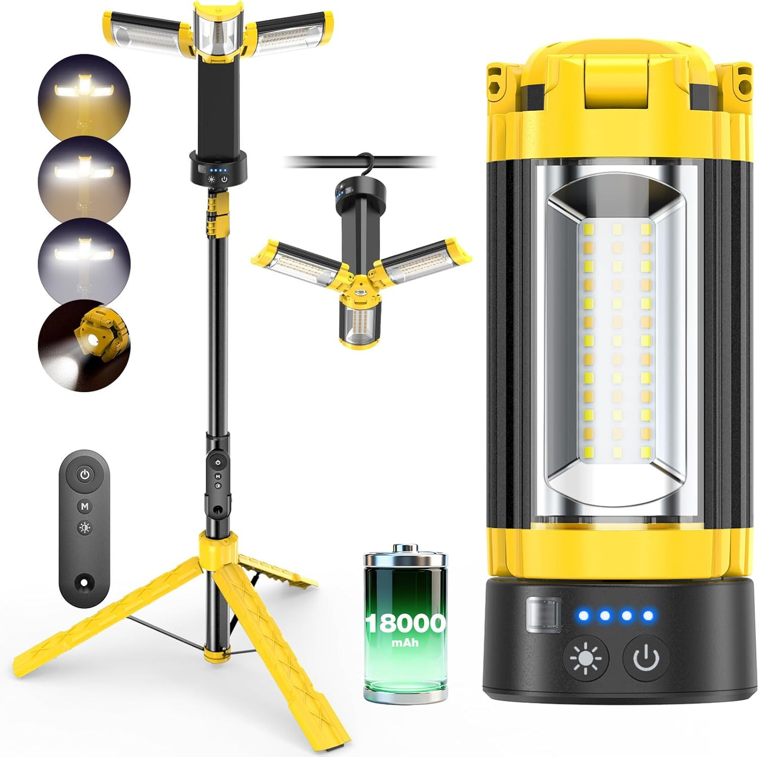 Camping Lights with Remote, 18000Mah Rechargeable Camping Lantern & LED Work Lig