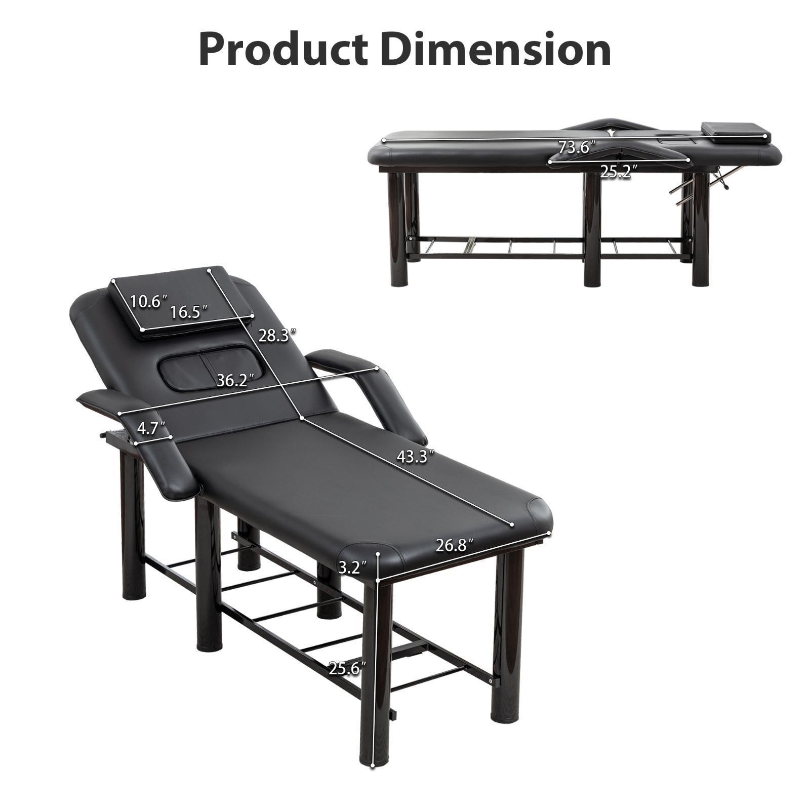 Premium Bed with Adjustable Headrest, Armrests & Storage Shelf for Spa, Facial