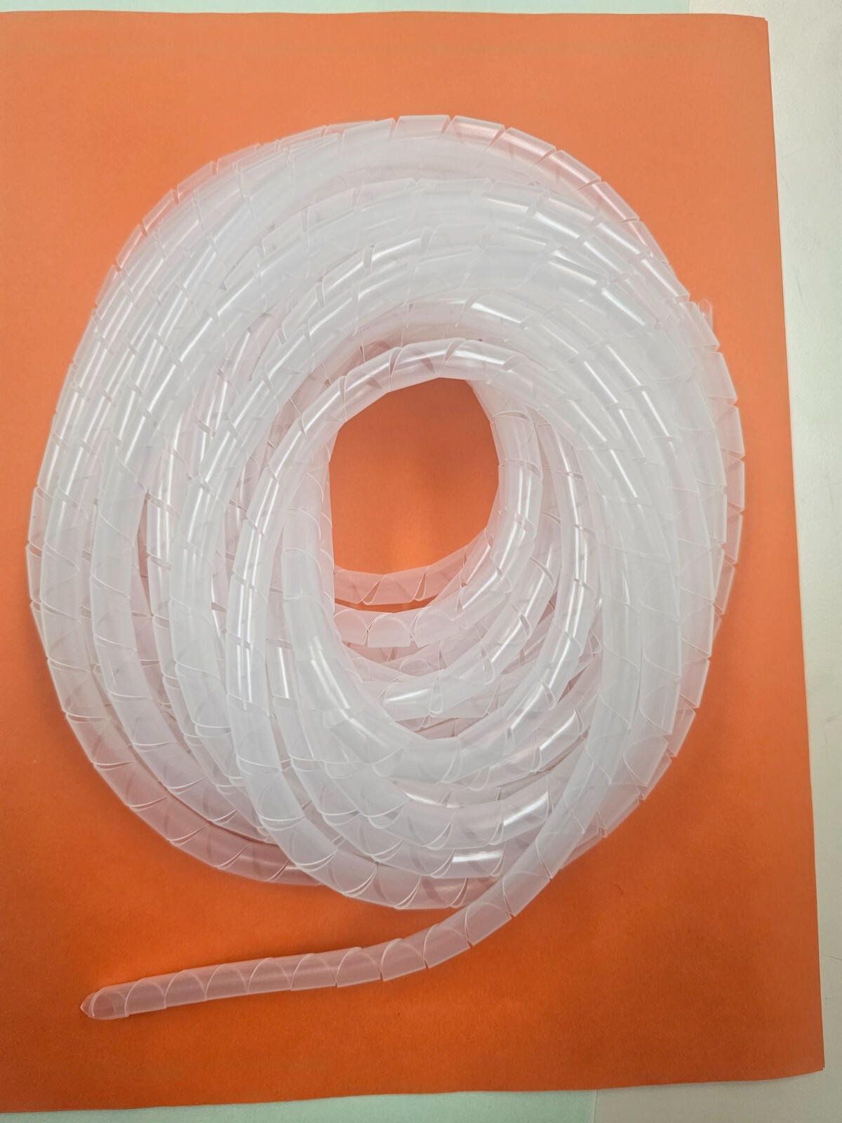1/4" (6mm) Diameter x 50 ft long Spiral Cable protective wrap sheath 20mil white