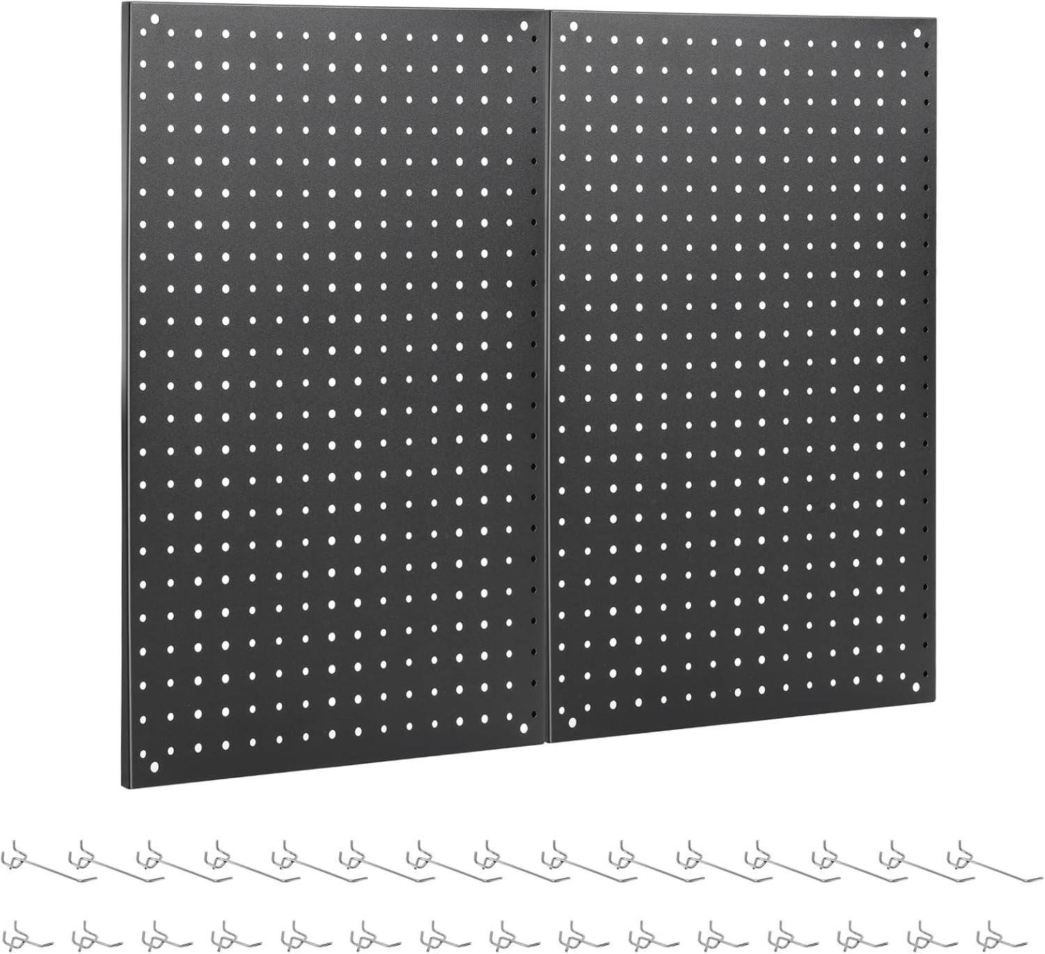 Pegboard, 2 PCS 24"×16" Metal Peg Board Panels Black Modular Wall Organizer Kit