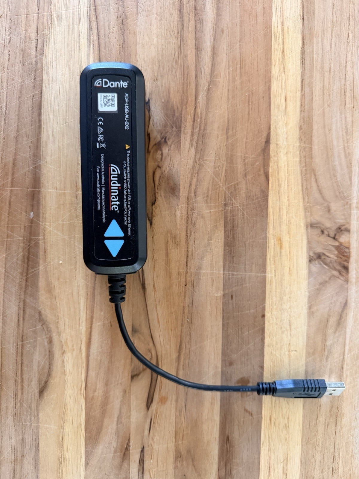 Audinate ADP-USB-AU-2X2 Dante AVIO 2-Channel USB-A Adapter
