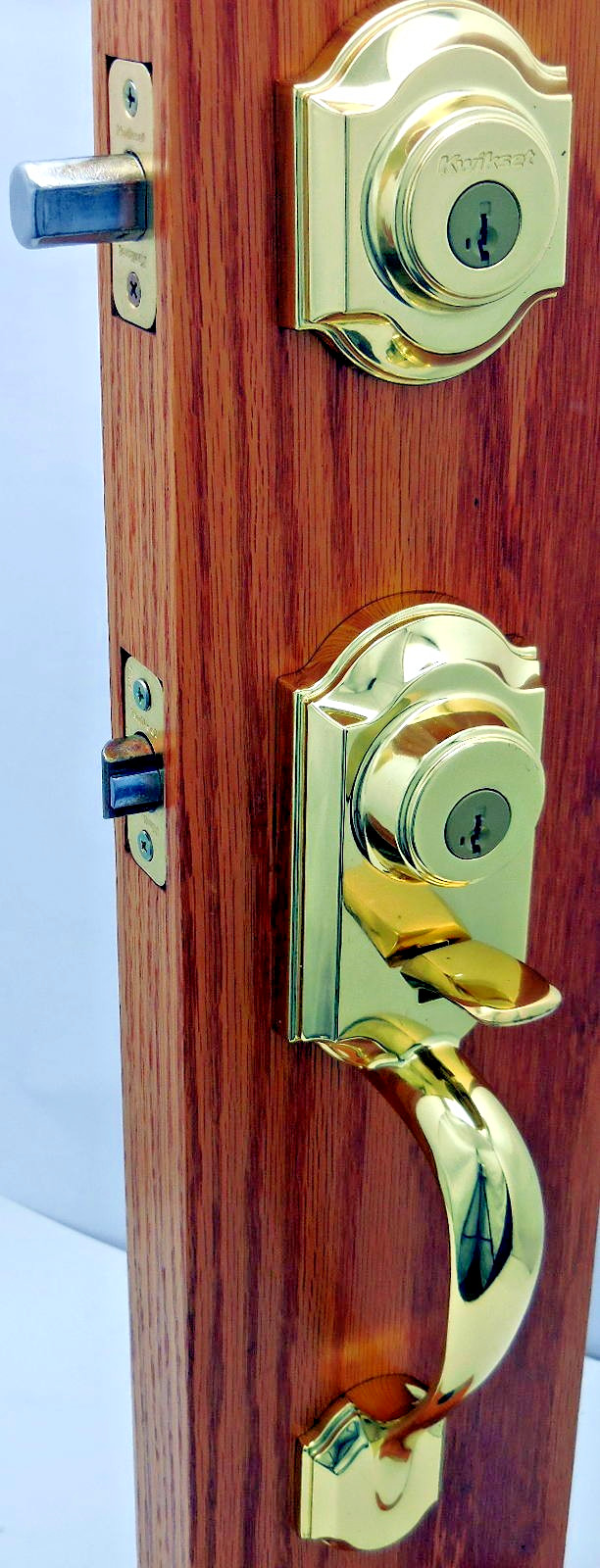 Kwikset Montara Handleset with Juno Knob Polished Brass 553MNHXJ3 #6uk