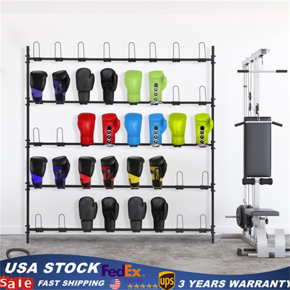 5 Tiers Boxing Glove Storage Rack Wall Mount Dryer Holds 20 Pairs, Boxing Glove