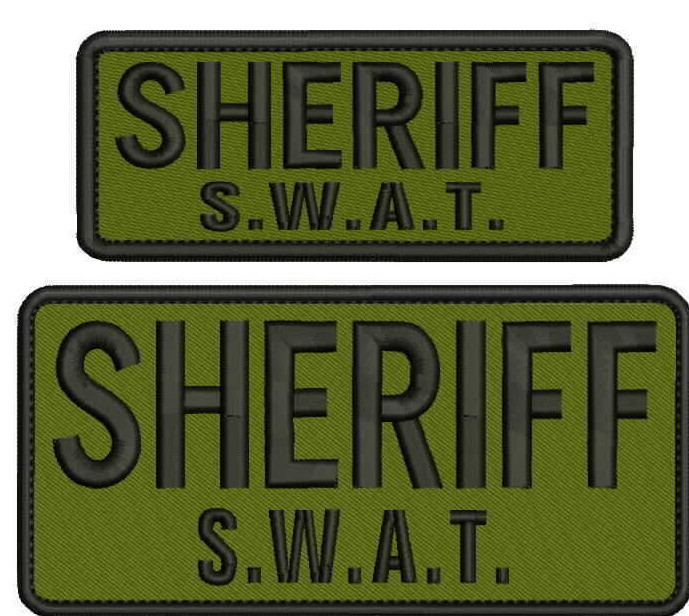 Sheriff SWAT embroidery patch 3x6 and 2x5 hook on back od green