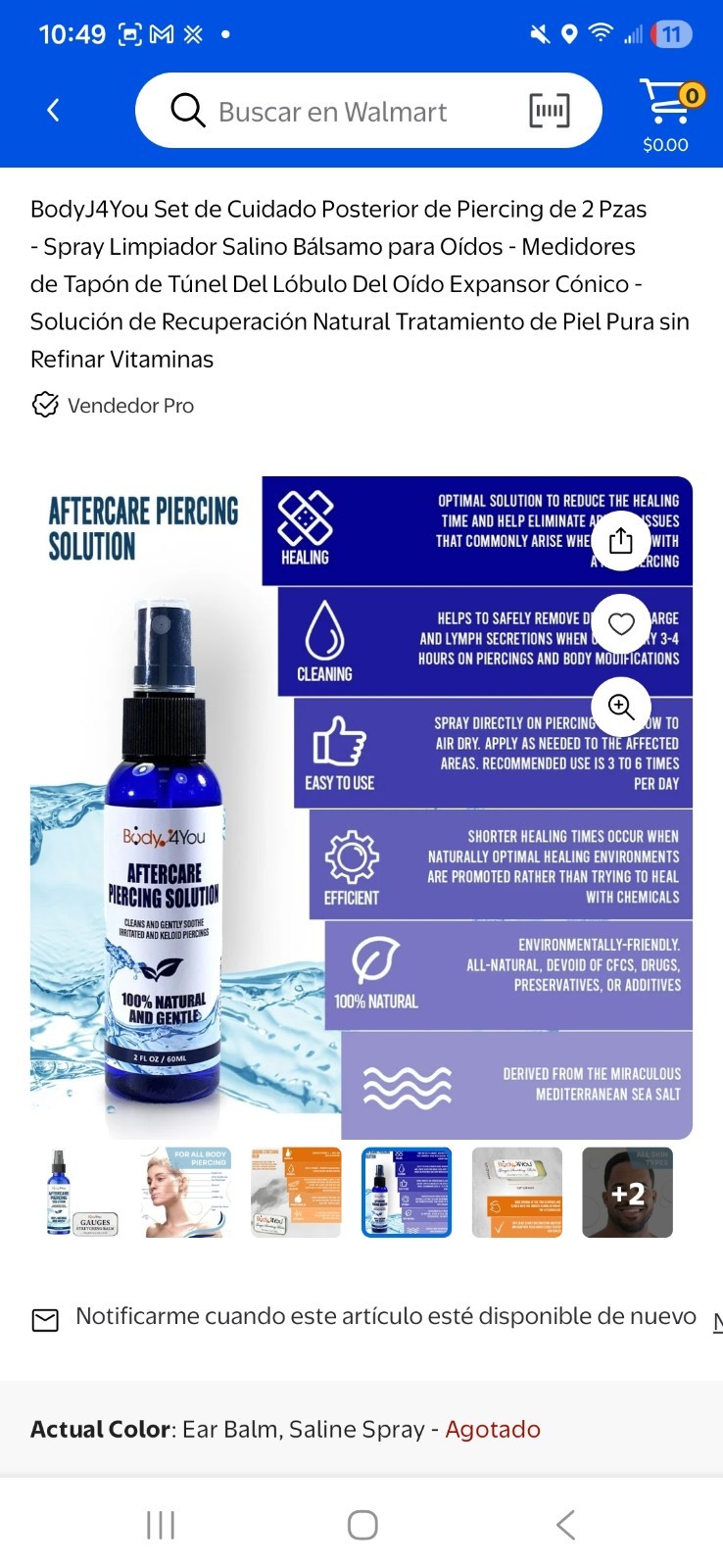 BodyJ4You Aftercare Piercing Solution & Gauges Stretching Balm Set - 2 Items
