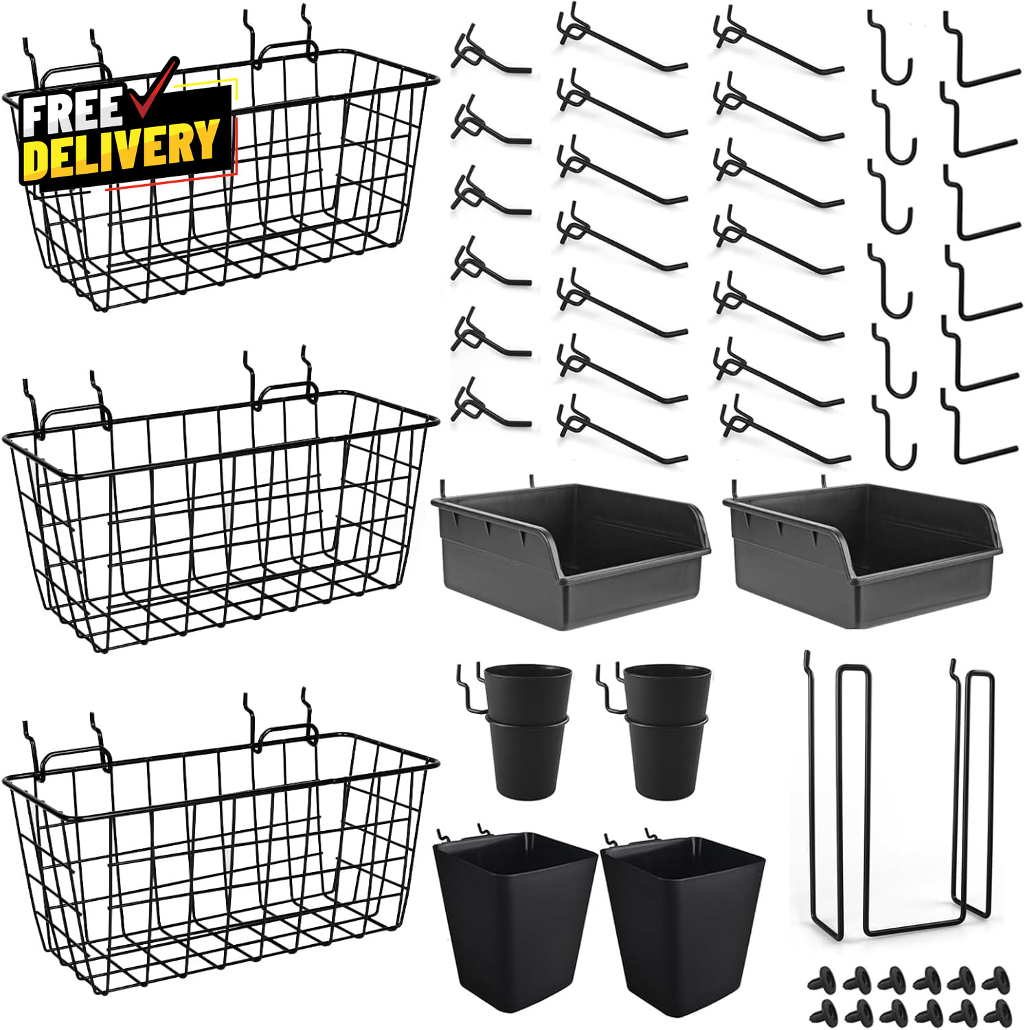 Pegboard Basket Organizers Peg Board Large Baskets Hooks Bins Cups Tool O.....