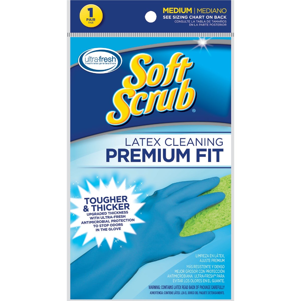 Soft Scrub Medium Premium Fit Latex Rubber Glove 12411-26 Pack of 6 Soft Scrub