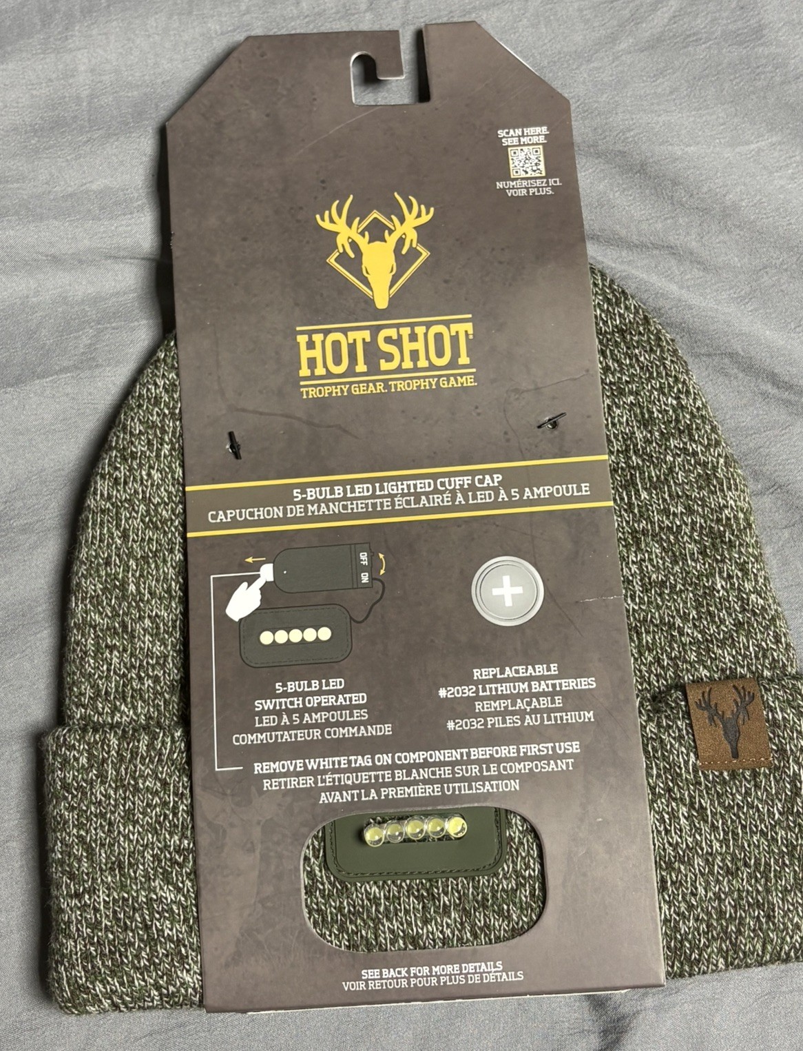 Camouflage hunting beanie with LED light Outdoor cap - hunting fishing camping