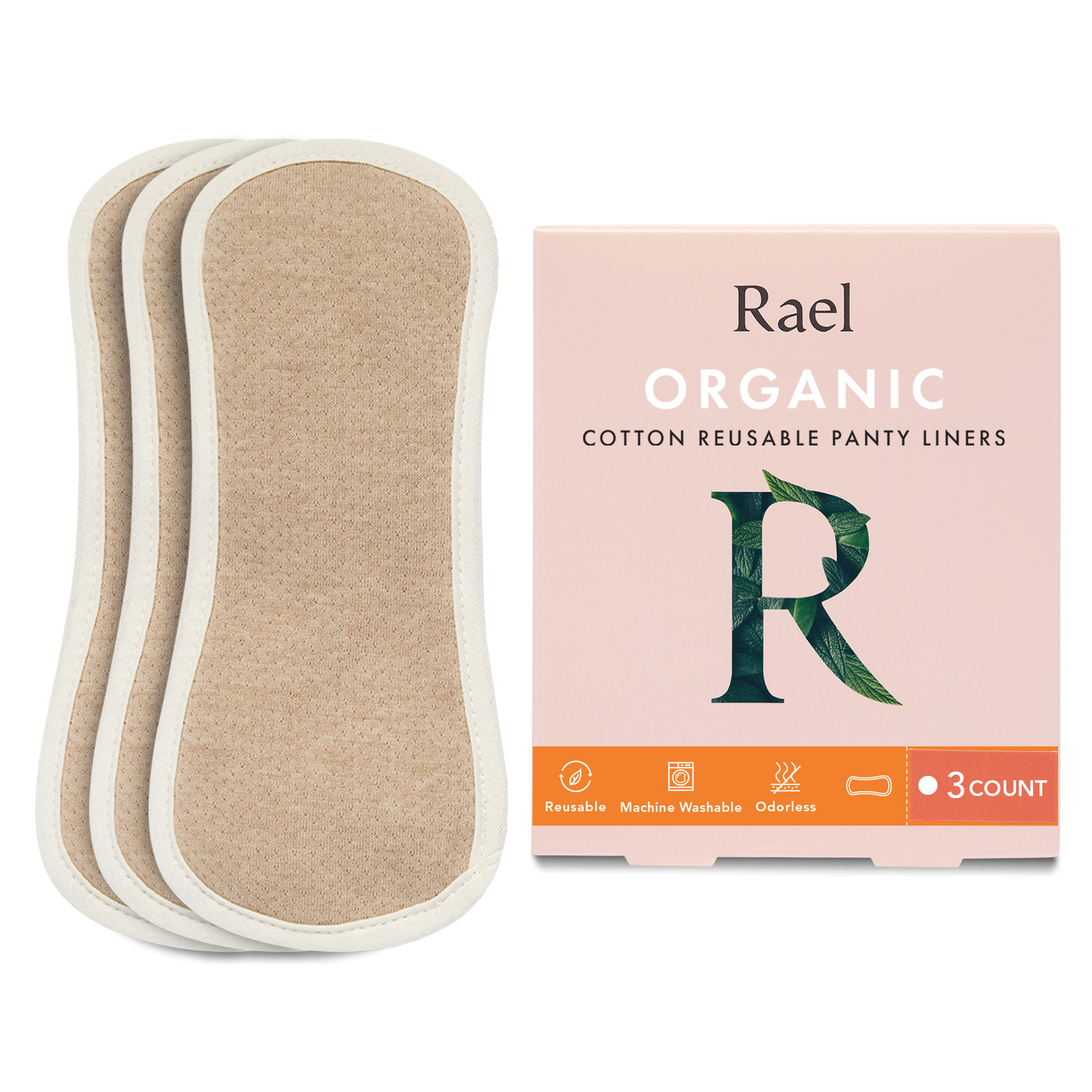 Rael Organic Cotton Reusable Cloth Pantyliners (3 Count)