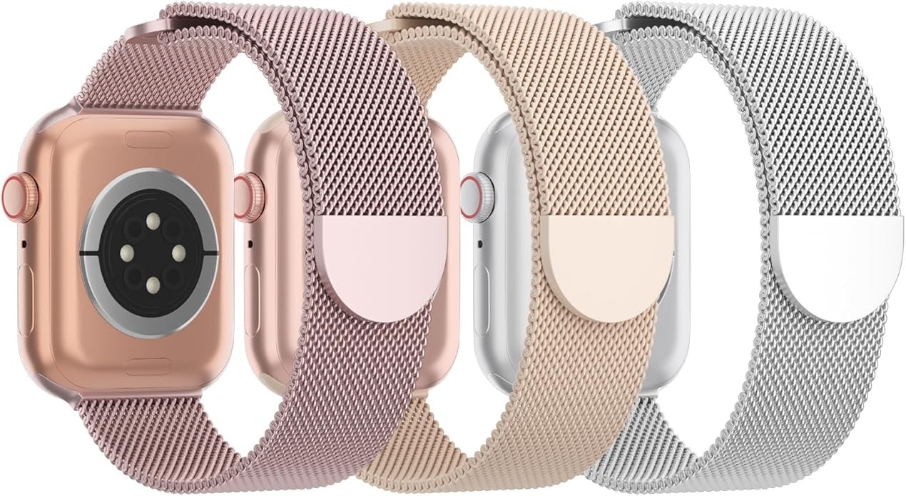 3 Pack Mesh Metal Band Compatible with Apple Watch Series 7/8/9/10/SE 40mm 44mm