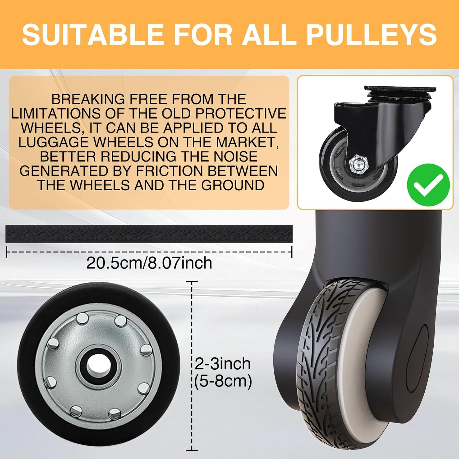 8 Pcs Silicone Luggage Wheel Covers for Rolling Suitcases Cuttable Wheel Protect