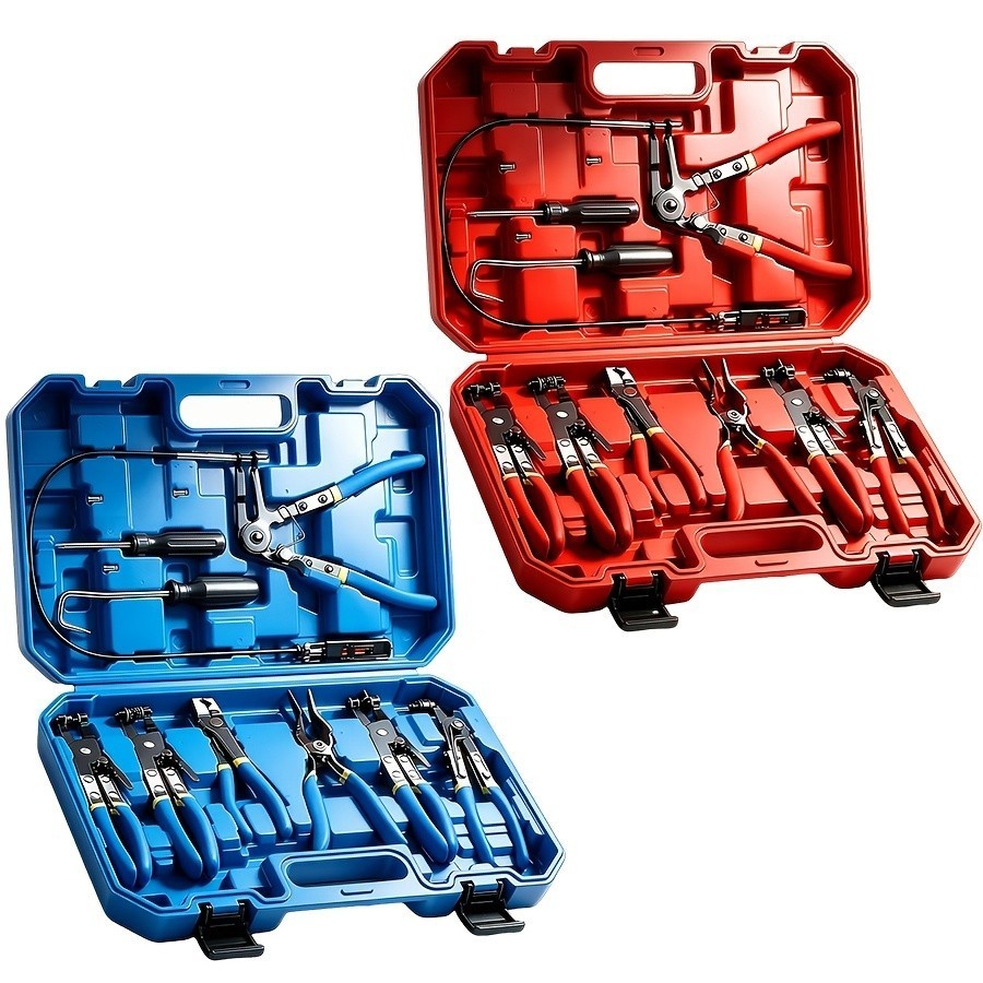 9pcs Flexible Hose Clamp Pliers Set, Long Reach Spring Wire Clip Plier Hose Clam