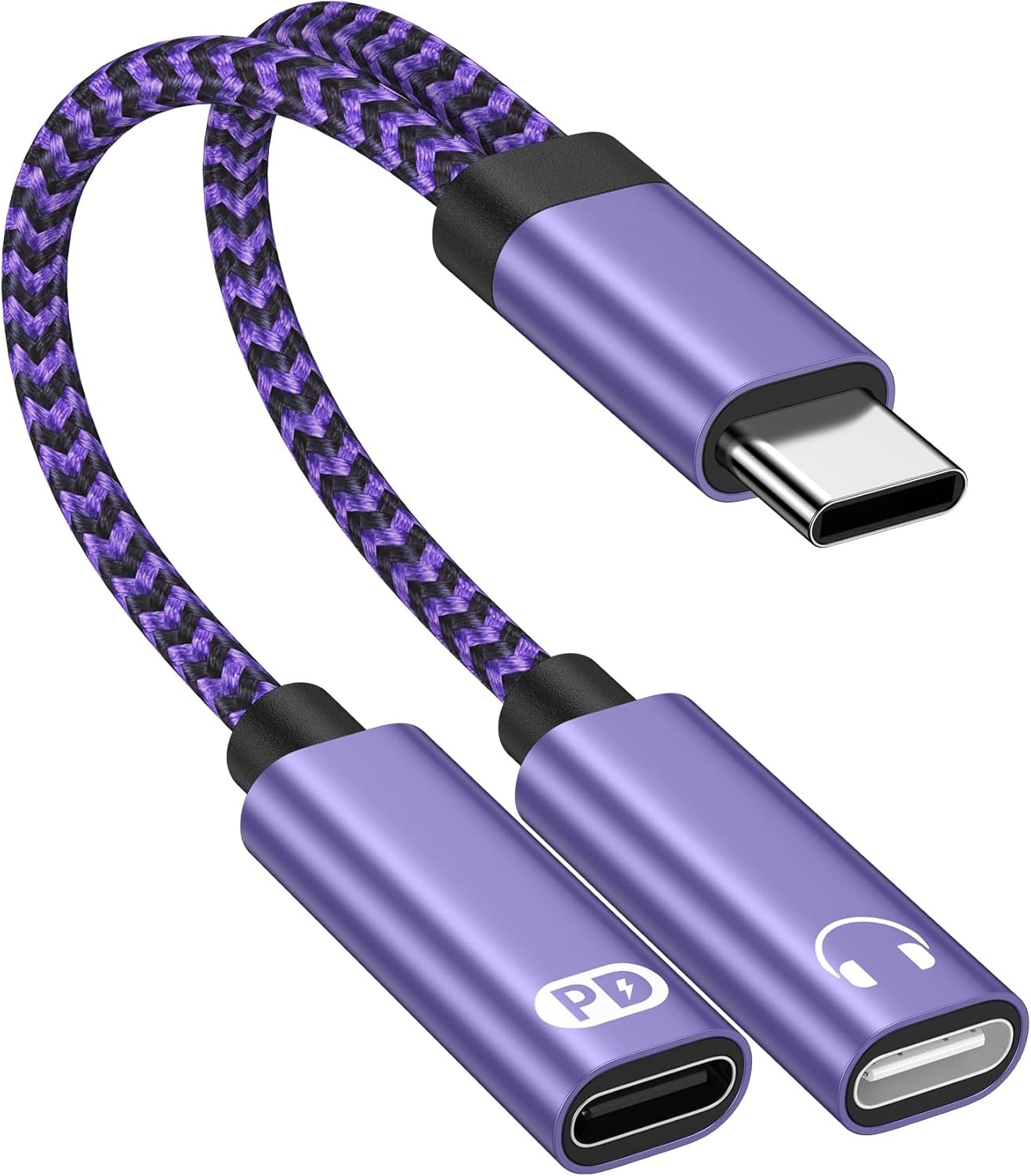 Dual USB C Dongle Splitter, 2 in 1 USB C Headphone Jack Adapter and Charger, Typ