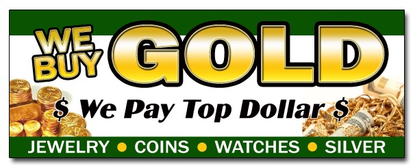 WE BUY GOLD 1 DECAL sticker pawn shop coins jewelry fast cash for paid
