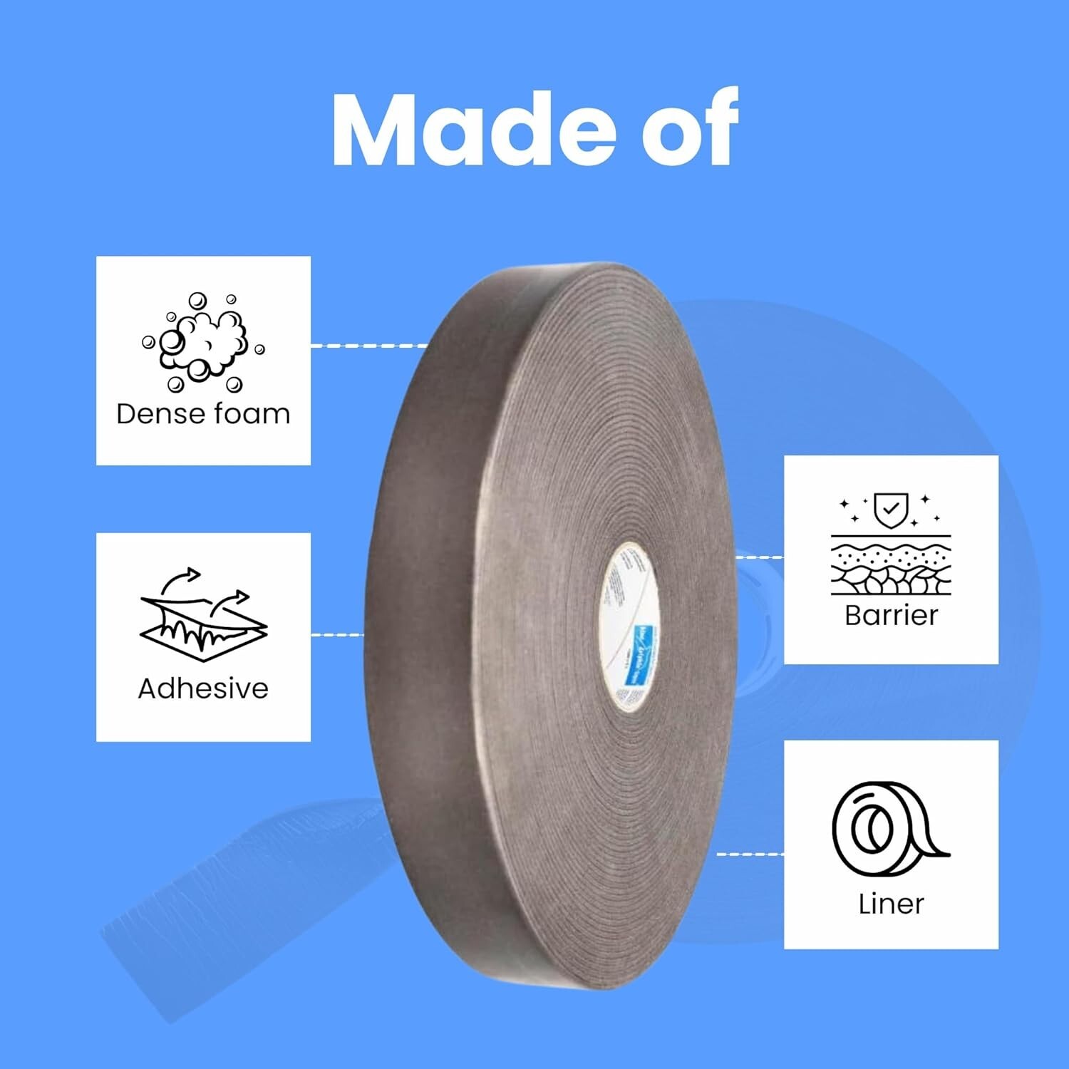 Acoustic Soundproofing Tape 30m Grey 4mm Thick Various Widths