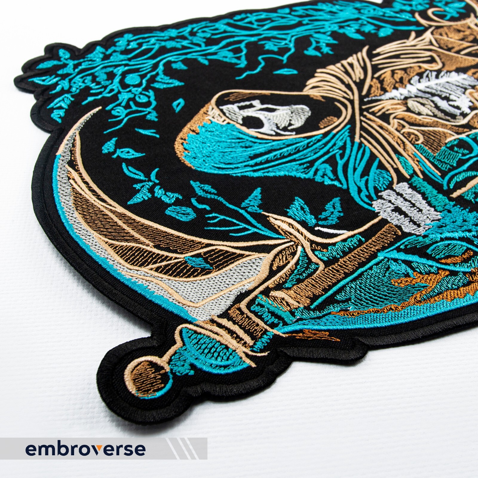 Grim Reaper Large Embroidered Patch - Death Back Patch - Skull-Themed Iron-On