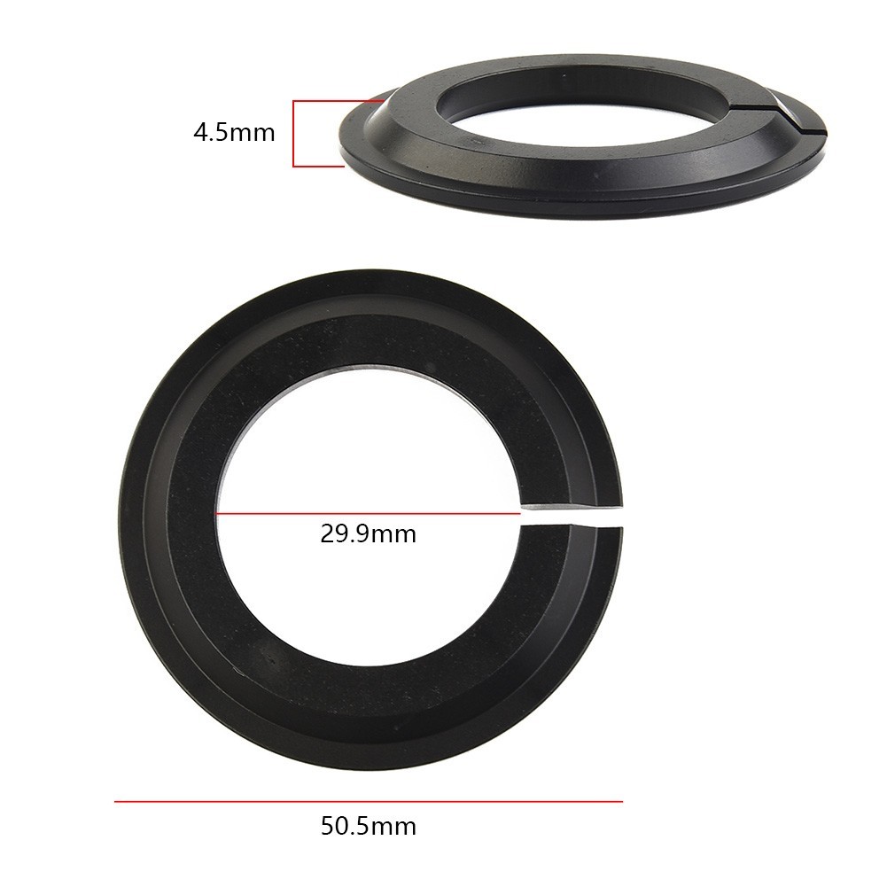 Black Fork Adapter Ring 50.5x29.9mm Tapered Steerer Replacement