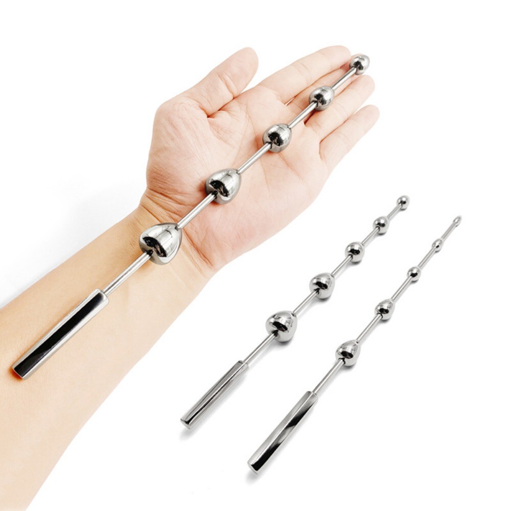 Male Metal Penis Urethral Sounding Stretcher Penis Plug Beads Dilator Toys New