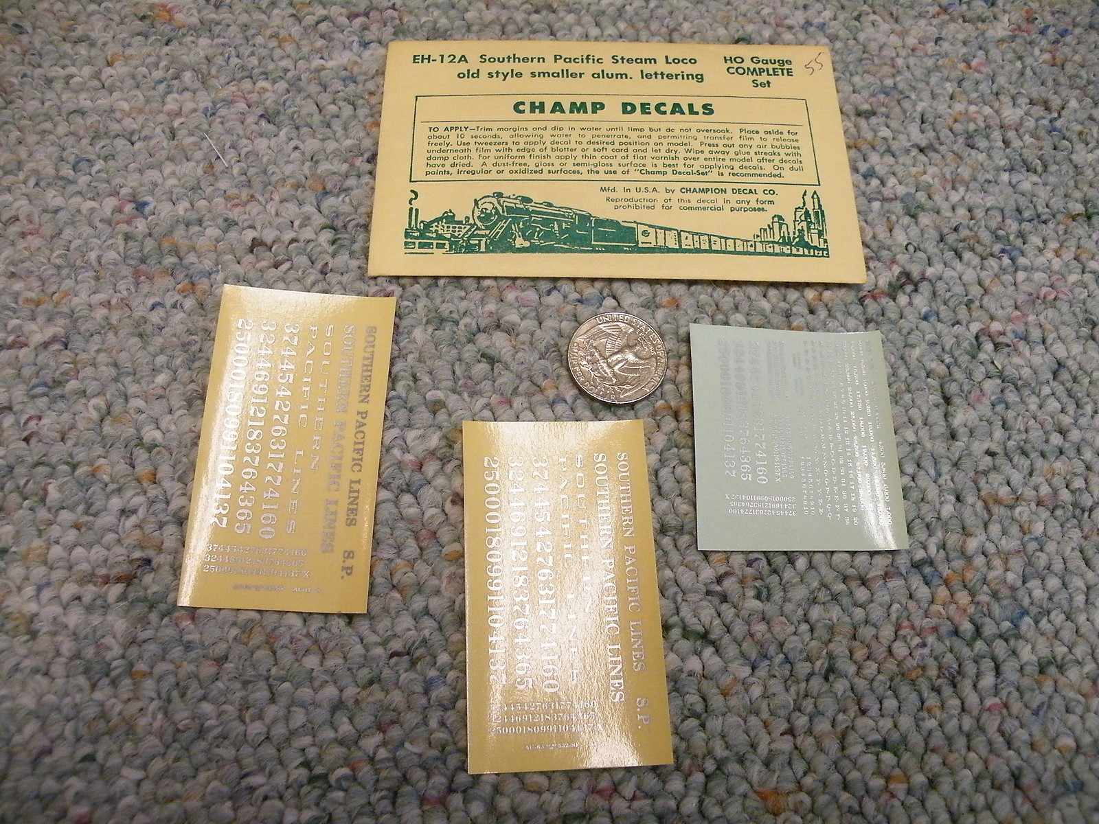 Champ decals HO EH-12A  Southern Pacific old sm. alum let  steam locomotive  H66