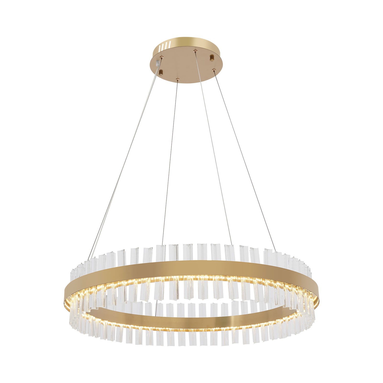 Modern LED Chandelier Crystal Pendant Lamp Round Ceiling Light Ring Adjustable