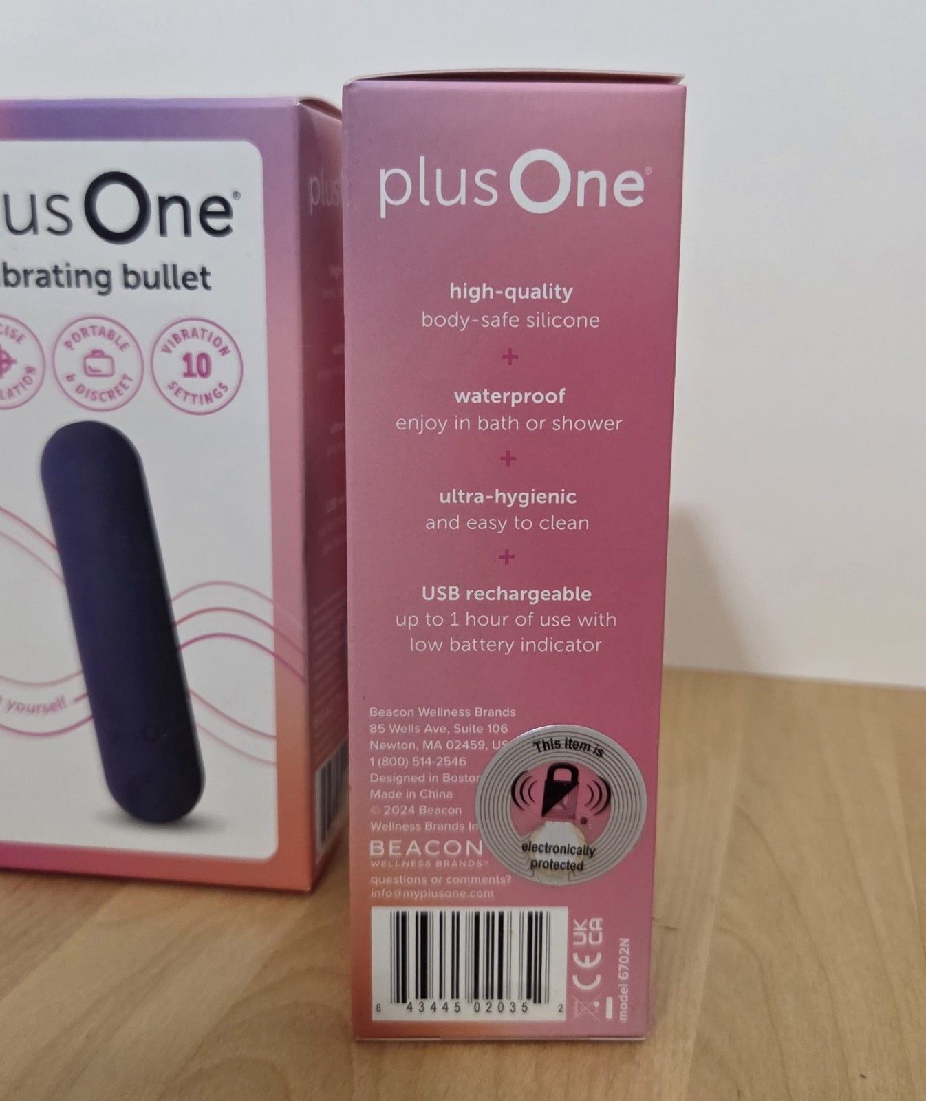 plusOne Vibrating Bullet Soft Touch Massager, 10 Vibration Settings, Waterproof