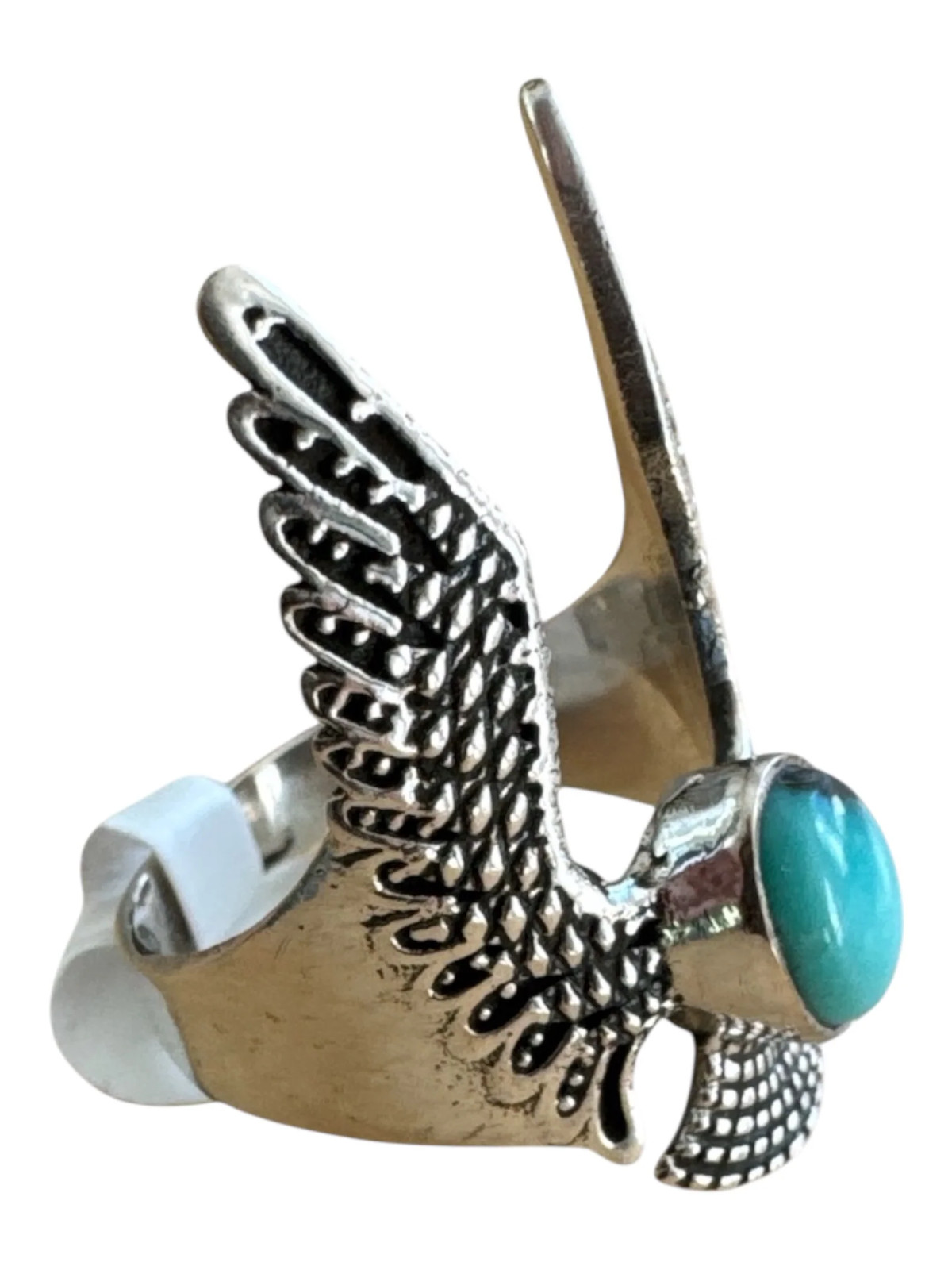 Kingman Turquoise EAGLE Solid 925 Sterling Silver Ring 9.5