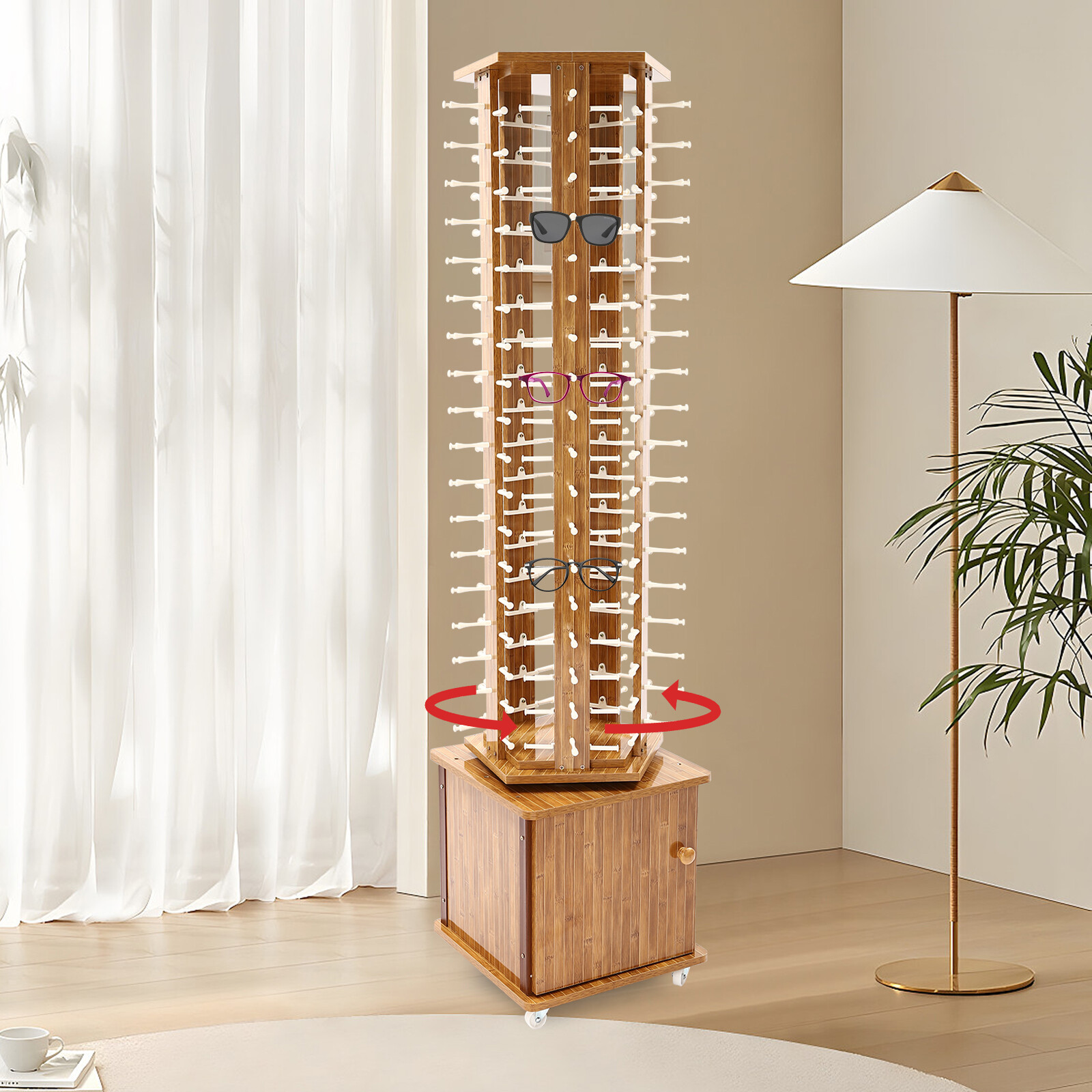 90 Pair Sunglasses Rack Display Stand Case Floor Sunglasses Display Rack 5-Sided