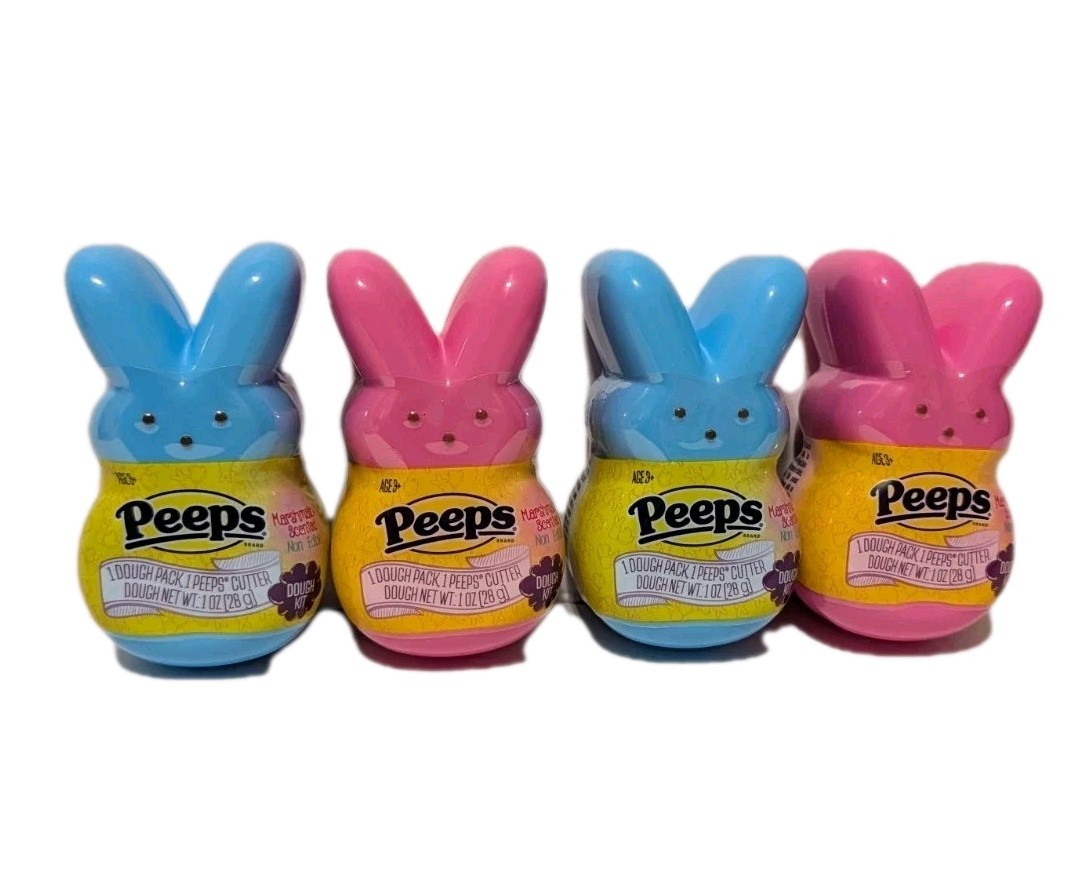 Peeps Bunny Easter Dough Kit Set of 4 Cookie Cutter Dough Packs Pink Blue
