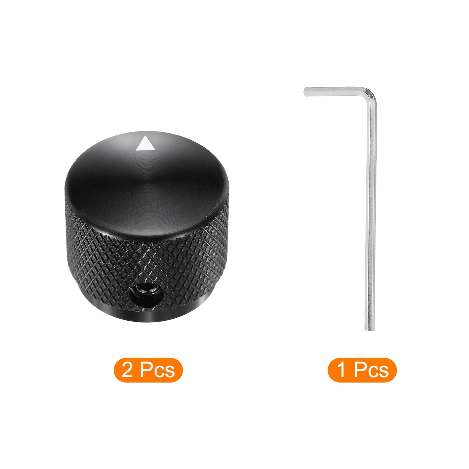 2 Pcs Aluminium Knobs, 4mm IDx20mm ODx15.5mm, Arrow Indicator, Black