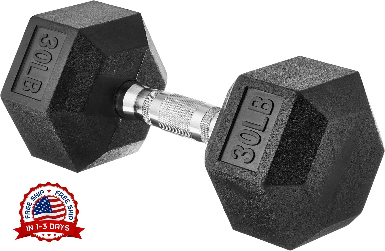 Mancuerna hexagonal de goma de 30LBS para ejercicios y entrenamiento de fuerza