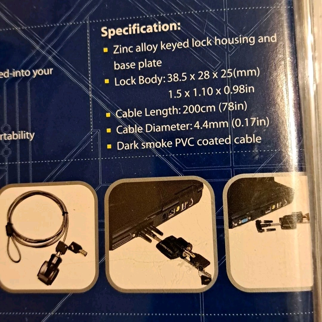 PC & Notebook Laptop Computer Security Key Keyed Cable Lock NBL-S400 Vantec