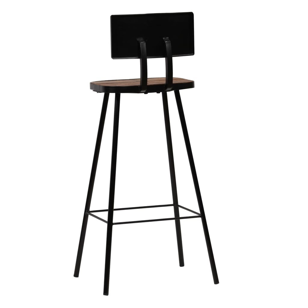 Bar Chair Set of 2 Dark Brown, Black