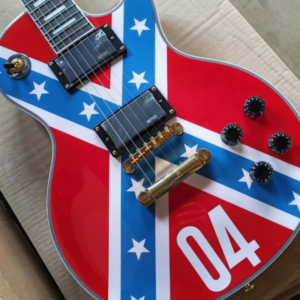 Custom Zakk Wylde 4#-Flag Electric Guitar Mahogany Body Gold Hardware 6Strings