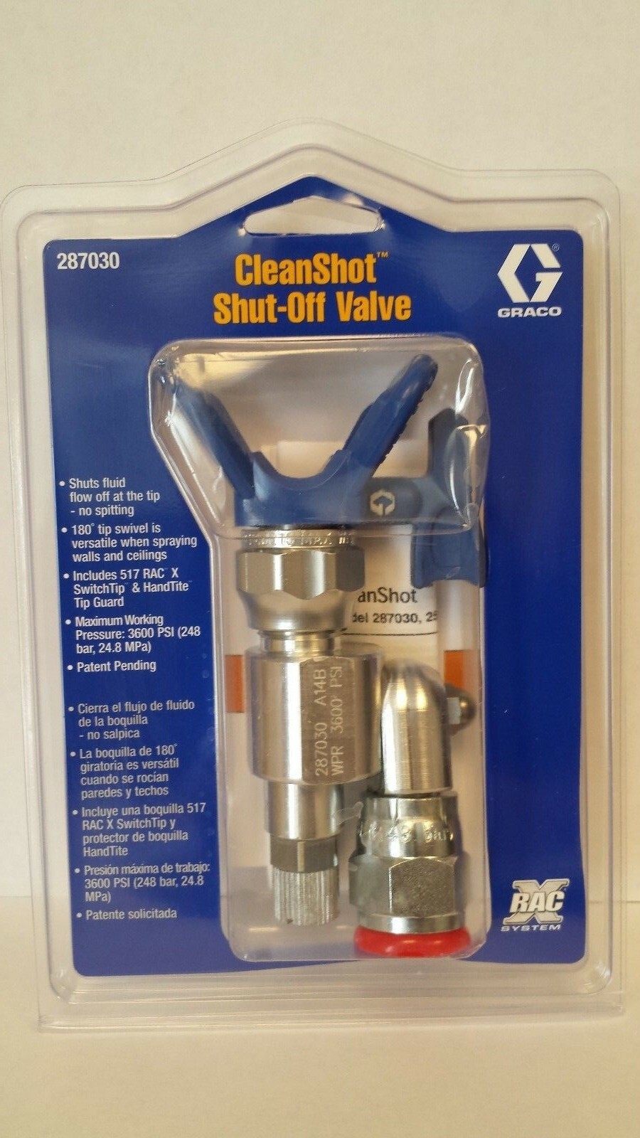 Clean Shot Shut-Off Valve for Paint Gun Pole Extensions 287030 by Graco w/TIP