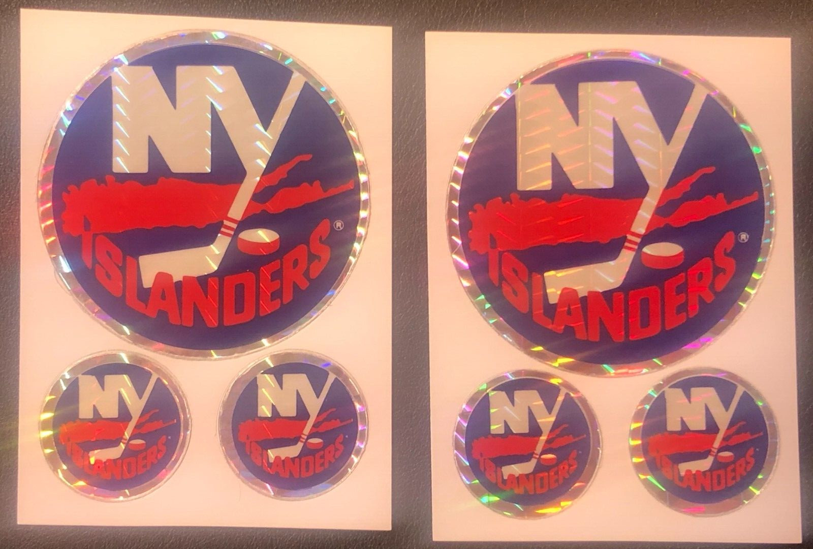 (6)x New York NY Islanders Vintage NHL Hockey Team Logo Hologram Card Stickers