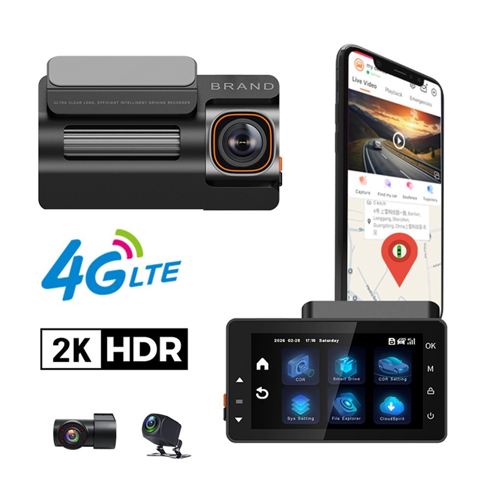 4G LTE Dash Cam 3 Channels 2K Wifi 360 Degree Car DVR ADAS BSD GPS Night Vision