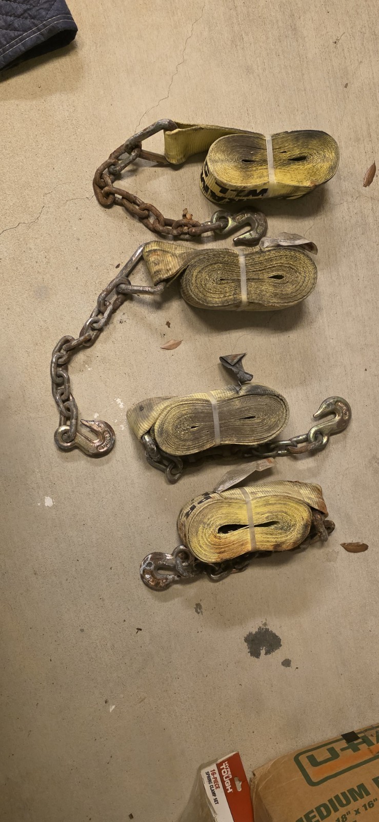 4"X30' Winch Strap with Chain Hook 4 Pack