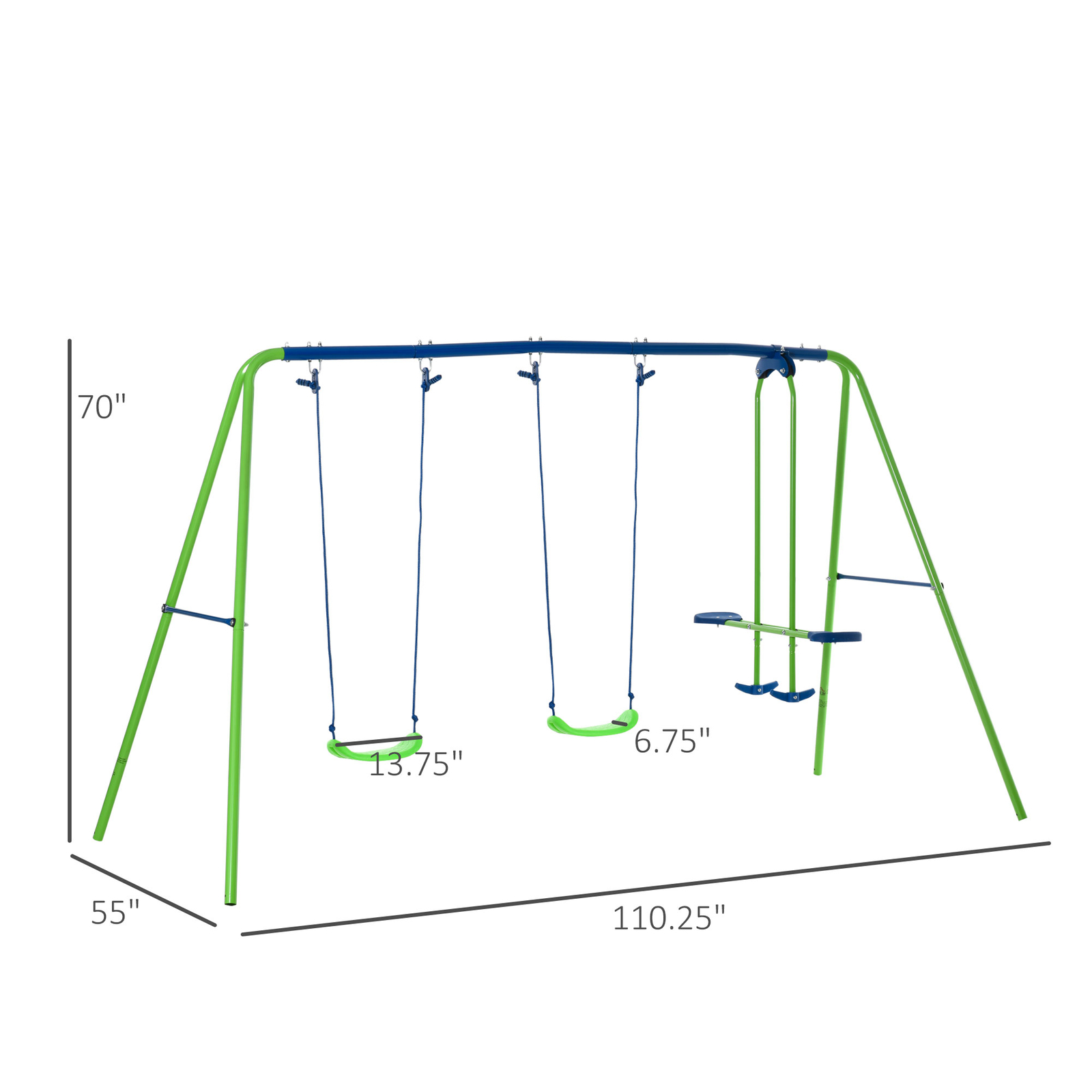 Children's Playground Set, Adjustable Ropes with Metal Frame for Stability
